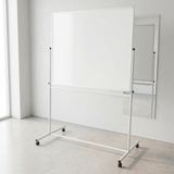 Поворотная двусторонняя магнитная маркерная доска 100&times;120 см (белая) в светлом каркасе