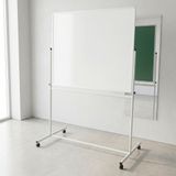 Поворотная двухсторонняя маркерно-меловая магнитная доска 100&times;120 см (белая зеленая) в светлом каркасе
