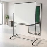 Поворотная двухсторонняя маркерно-меловая магнитная доска 100&times;120 см (белая зеленая) в темном каркасе