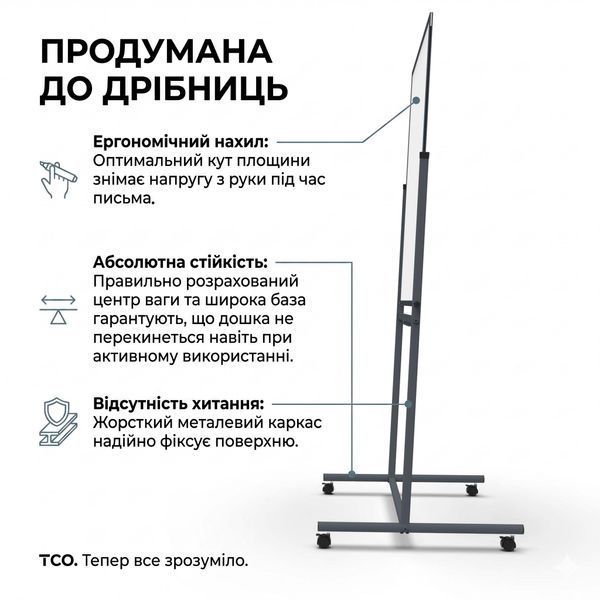 Поворотная двухсторонняя маркерно-меловая магнитная доска 100&times;120 см (белая графит) в темном каркасе