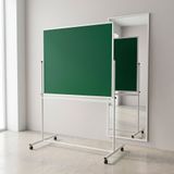 Поворотная двухсторонняя меловая магнитная доска 100&times;120 см (зеленая) в светлом каркасе