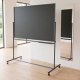 Поворотная двухсторонняя меловая магнитная доска 100&times;150 см (графит) в темном каркасе